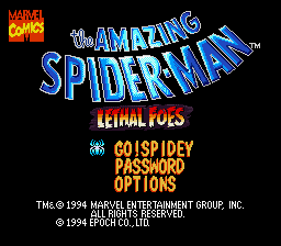 The Amazing Spiderman: Lethal Foes screenshot 2 for Super Famicom